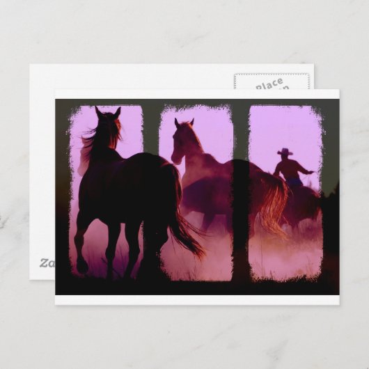 Wild Horse Roundup Triptych Postkarte (Vorne/Hinten)