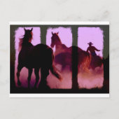Wild Horse Roundup Triptych Postkarte (Vorderseite)