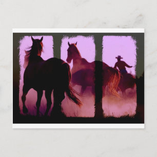 Wild Horse Roundup Triptych Postkarte