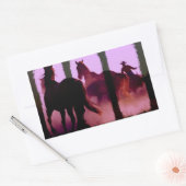 Wild Horse Roundup Triptych Rechteckiger Aufkleber (Umschlag)