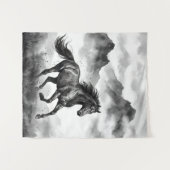 Wild Horse Tapestry | Mountain Ink Art Wandteppich (Vorderseite (Horizontal))