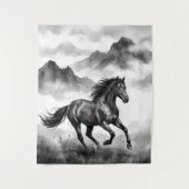 Wild Horse Tapestry | Mountain Ink Art Wandteppich (Vorderseite)
