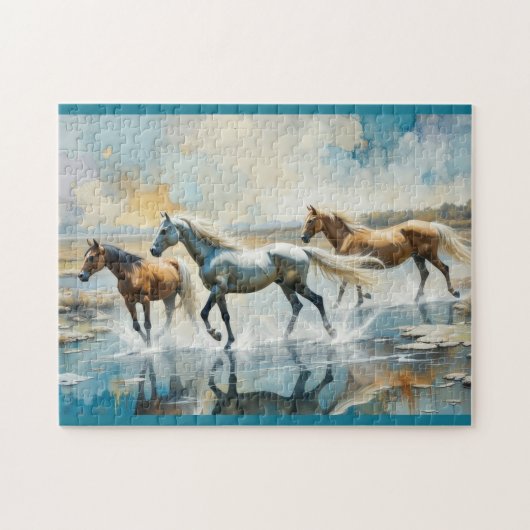 Wild Horses Aquarell Puzzle (Horizontal)