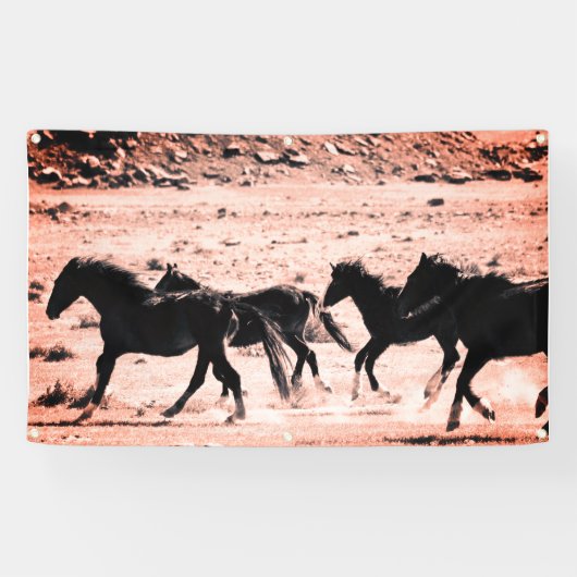 WILD-HORSES, DER ZOLLBANNER W/ GROMMET WIRD BANNER (Horizontal)