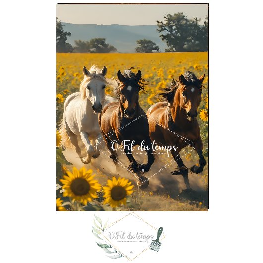 Wild horses field of sunflowers Schnitt Seidenpapier