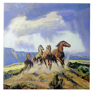 „Wild Horses of Nevada“ von Carl Oscar Borg Fliese