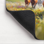 Wild Horses Running in a Wildflower Meadow Mousepad (Ecke)