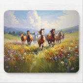 Wild Horses Running in a Wildflower Meadow Mousepad (Vorne)