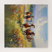 Wild Horses Running in a Wildflower Meadow Puzzle (Horizontal)