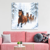 Wild Horses Running Through a Snowy Forest Leinwanddruck (Insitu (Wohnzimmer))