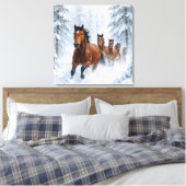 Wild Horses Running Through a Snowy Forest Leinwanddruck (Insitu (Schlafzimmer))