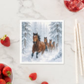 Wild Horses Running Through a Snowy Forest Serviette (Beispiel)