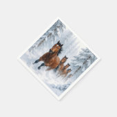 Wild Horses Running Through a Snowy Forest Serviette (Ecke)