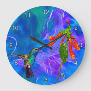 Wild Hummingbird Bird-lover's Art Clock Große Wanduhr