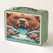 Wild-Hunter-Kampf mit rauschenden Gewässern Metall Brotdose (Rückseite)