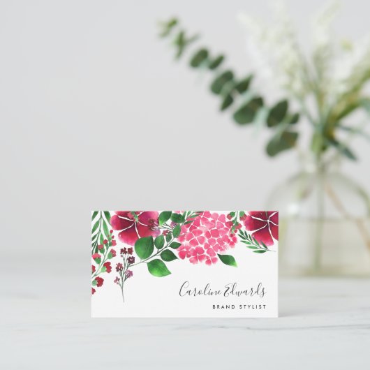 Wild Hydrangea | Aquarellblume Visitenkarte (Stehend Vorderseite)