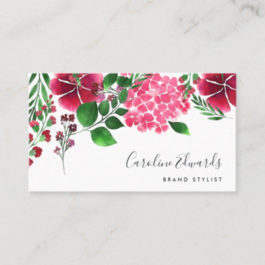 Wild Hydrangea | Aquarellblume Visitenkarte (Vorderseite)