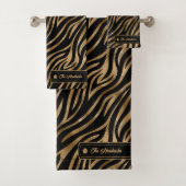 Wild Ideas Black & Gold Zebra ID1160 Badhandtuch Set (Insitu)
