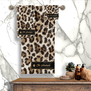 Wild Ideen Gold Label White Leopard ID1160 Badhandtuch Set