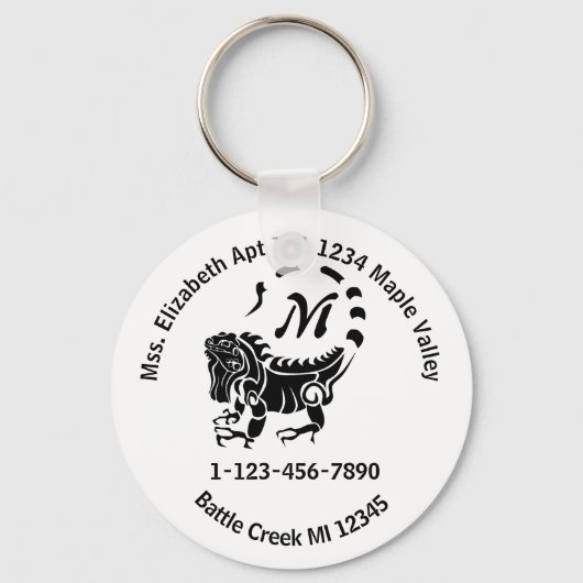 Wild Iguana Lost Zuhause Contact Information Schlü Schlüsselanhänger (Vorderseite)