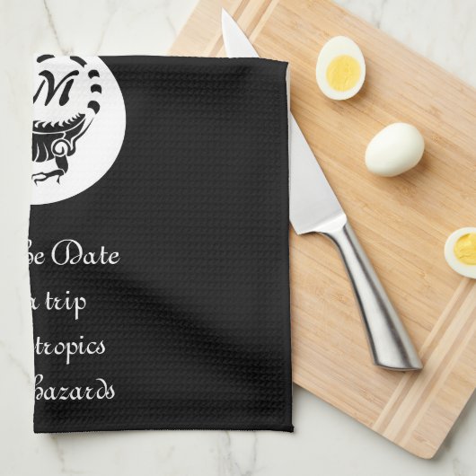 Wild Iguana Silhouette Monogram Foto Geschirrtuch (Viertel Falte)