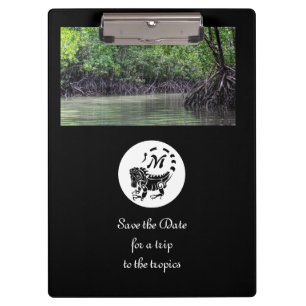 Wild Iguana Silhouette Monogram Foto Klemmbrett