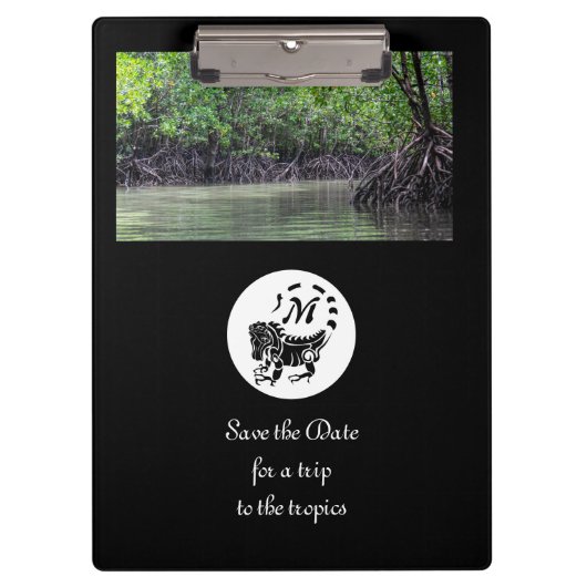Wild Iguana Silhouette Monogram Foto Klemmbrett (Vorderseite)