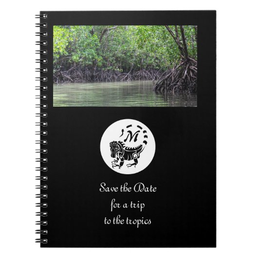 Wild Iguana Silhouette Monogram Foto Notizblock (Vorderseite)