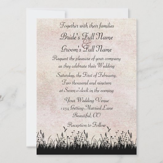 Wild in Meadow Wedding Einladung (Rückseite)