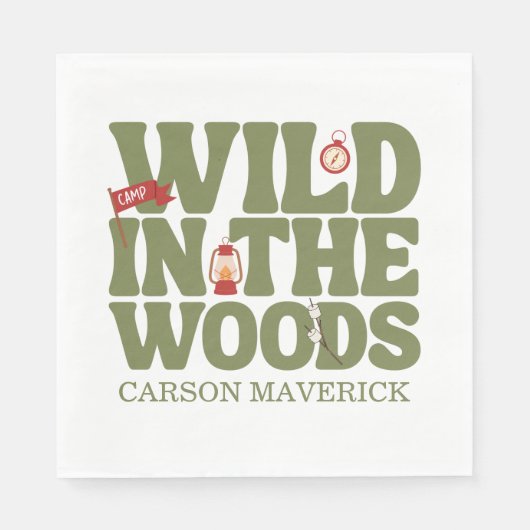 Wild In The Woods Kids Birthday Serviette (Vorderseite)