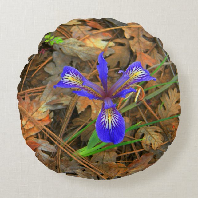 Wild Iris blüht.... Rundes Kissen (Vorderseite)