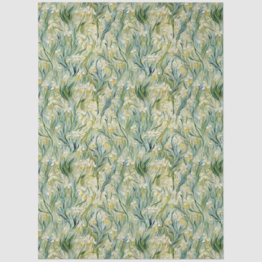 Wild Iris Ivory Green Yellow Tissue Paper Seidenpapier (Vorderseite)