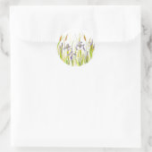 Wild Iris Lila Wildblume Wasserfarben Sketch Runder Aufkleber (Tasche)