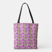 Wild Iris Pattern Fuchsia auf blassgelb Tasche (Rückseite)