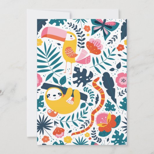 Wild Jungle Animal Baby Dusche | weiß Einladung (Rückseite)