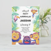 Wild Jungle Animal Party Theme for Kids Einladung (Stehend Vorderseite)