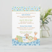 Wild Jungle Animals Baby Boy Shower Invitation Einladung (Stehend Vorderseite)