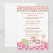 Wild Jungle Animals Baby Girl Shower Invitation Einladung (Vorne/Hinten)
