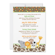 Wild Jungle Animals Baby Shower Invitation