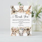 Wild Jungle Animals Safari Baby Shower Girl Dankeskarte (Stehend Vorderseite)