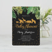 Wild Jungle Baby Dusche Einladung (Stehend Vorderseite)