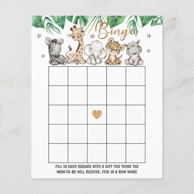 Wild Jungle Baby Shower Bingo (Vorderseite)