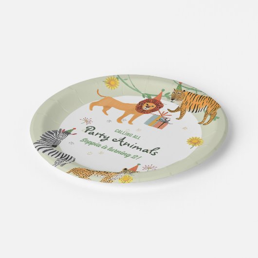 Wild Jungle Birthday Pappteller (Schrägansicht)