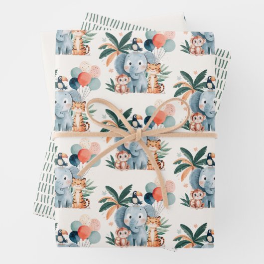 Wild Jungle Birthday Party Pattern Geschenkpapier Set (Beispiel)