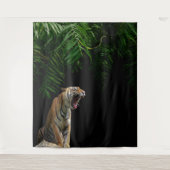 Wild Jungle Brüllender Tiger Wandteppich (Vorderseite)