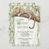 Wild Jungle Green Ivy Leopard Brautparty Einladung (Vorne/Hinten)