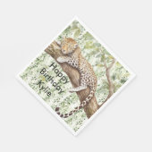 Wild Jungle Green Ivy Leopard Geburtstag Serviette (Ecke)