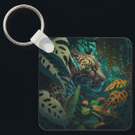 Wild Jungle Jaguar Schlüsselanhänger<br><div class="desc">Dieser Schlüsselanhänger besticht durch einen wunderschönen,  wilden Jaguar im Dschungel inmitten üppiger Vegetation. Benutzen Sie das Menü auf der rechten Seite,  um aus einer Reihe verschiedener Schlüsselanhänger-Formen zu wählen.</div>