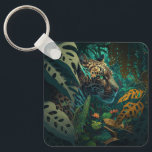 Wild Jungle Jaguar Schlüsselanhänger<br><div class="desc">Dieser Schlüsselanhänger besticht durch einen wunderschönen,  wilden Jaguar im Dschungel inmitten üppiger Vegetation. Benutzen Sie das Menü auf der rechten Seite,  um aus einer Reihe verschiedener Schlüsselanhänger-Formen zu wählen.</div>