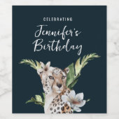 Wild Jungle Leopard Adult Geburtstagsparty Weinetikett (Einzelnes Label)